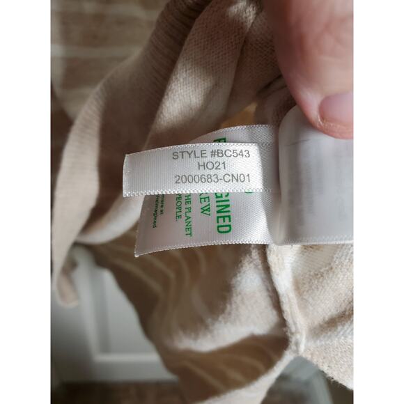 J.Crew Women’s Striped Linen Blend Sweater Beige White Long Sleeve Size Large - Picture 10 of 12